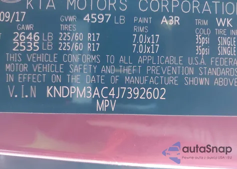 2018 Kia Sportage Lx из США, поврежденный, VIN KNDPM3AC4J7392602